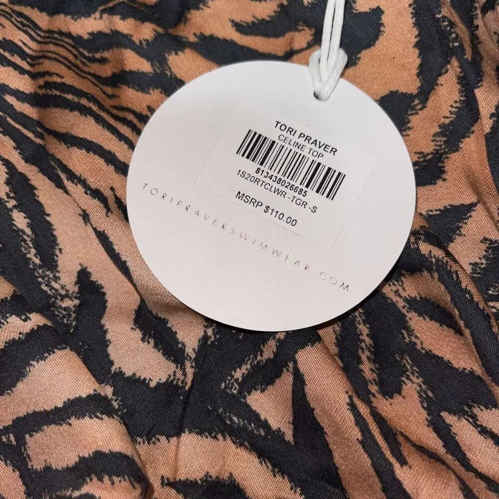 Tori Praver Celine Tiger Cover Up Crop Top